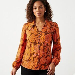 Vintage Aladdin Paisley Bishop Sleeve Blouse Medium